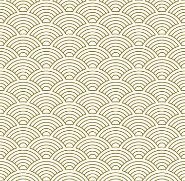 Kusursuz Geometrik Desen. Kahverengi Radyal Çizgiler. Japon Dalgaları.