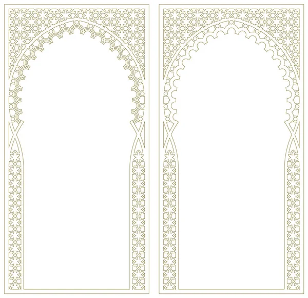 アラビアパターンと巻き枠を持つ長方形のフレーム 2の割合 輪郭線 — ストックベクタ