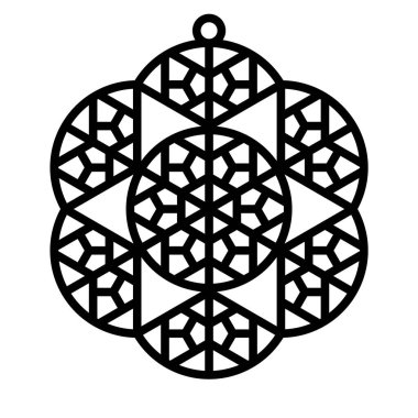 Geometrik çiçek şeklindeki tasarım elementi. Geleneksel Japon gemisi Kumiko.
