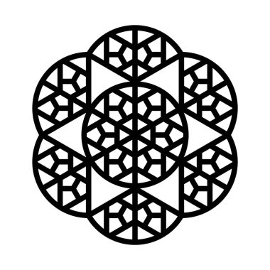 Geometrik çiçek şeklindeki tasarım elementi. Geleneksel Japon gemisi Kumiko.