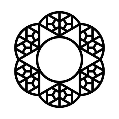 Geometrik çiçek şeklindeki tasarım elementi. Geleneksel Japon gemisi Kumiko.