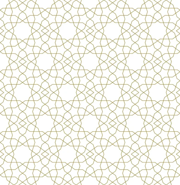 以传统伊斯兰艺术为基础的无缝几何装饰品 棕色线 纺织品 包装纸 背景设计精良 — 图库矢量图片