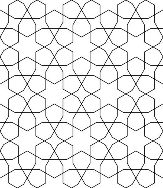 伝統的なイスラム美術を基にしたシームレスな幾何学的装飾 ブラックライン ファブリック テキスタイル カバー 包装紙 レーザーカットのための素晴らしいデザイン — ストックベクタ