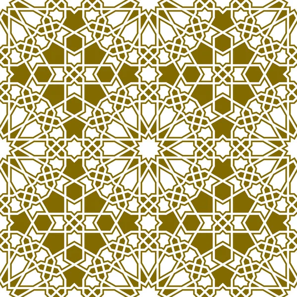 Ornamen Geometris Mulus Berdasarkan Seni Islamik Tradisional Warna Coklat Lines - Stok Vektor