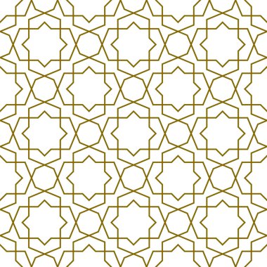 Geleneksel İslami sanata dayanan kusursuz geometrik süs. Kahverengi çizgiler. Kumaş, tekstil, kapak, ambalaj kağıdı ve arka plan için harika tasarım..