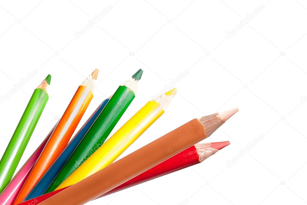 time to school, colorful pencils