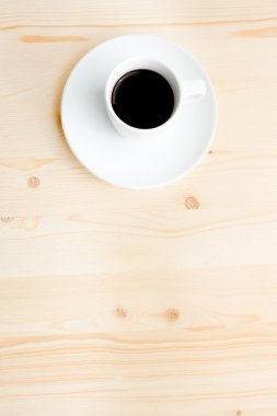 bir fincan kahve için metin alanı ile Üstten Görünüm