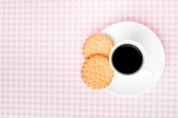 Káva a sušenky s prostorem pro text — Stock fotografie