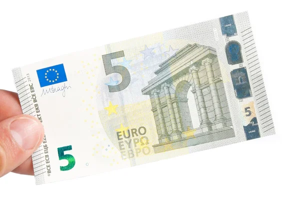 Male hand holding euro money banknote — Stock Photo, Image