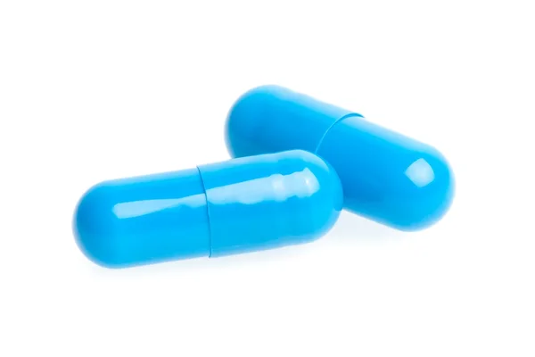 Blauwe medische pillen in laboratorium — Stockfoto