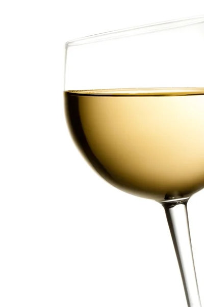 Glas vitt vin lutas med utrymme för text — Stockfoto
