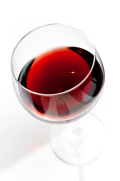 Top of view of red wine glass under daily light — Stock Photo, Image