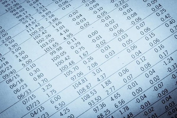 Financiële gegevens in een krant — Stockfoto