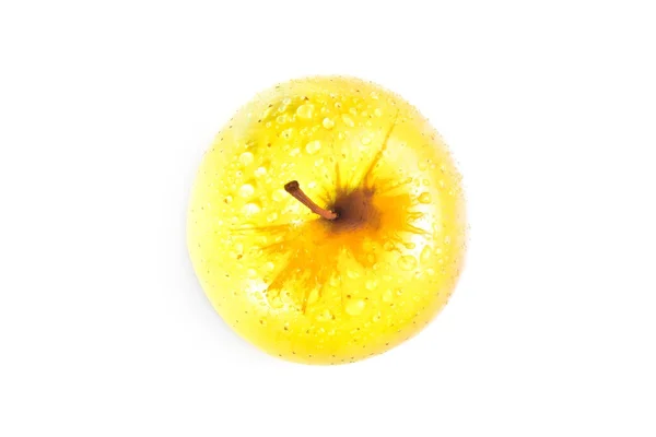 Tetejére nézet nedves sárga alma, a hely a szöveg, diéta fogalma — Stock Fotó