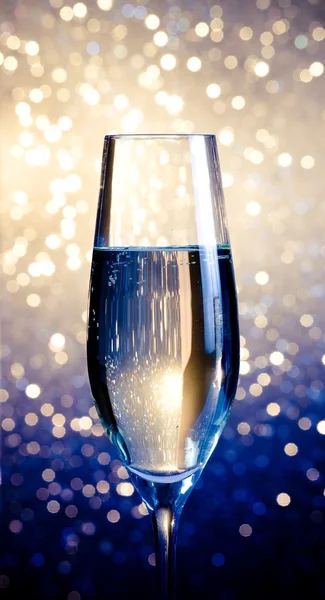 One flute of champagne on abstract background — Stock Photo, Image