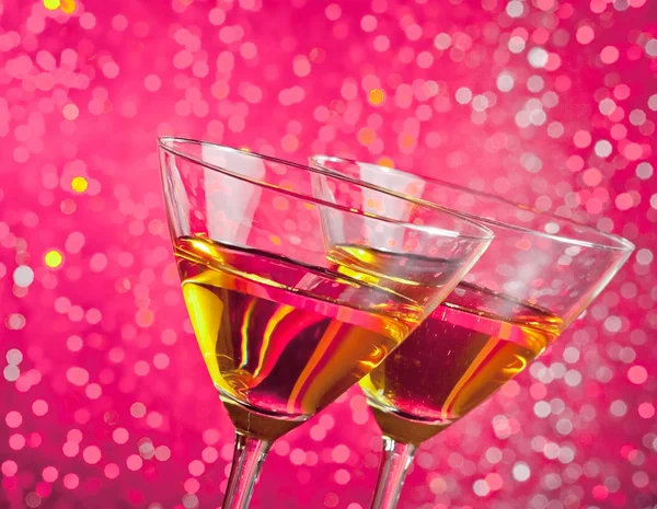 Detail of tilted glasses of cocktail — Stock Photo, Image