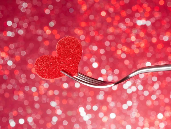 Restaurant series, valentine day dinner on red light bokeh background — Stock Photo, Image