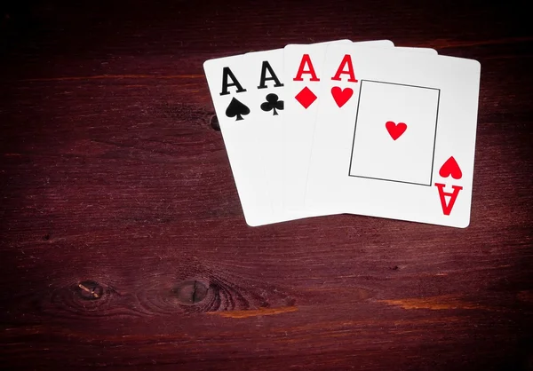 ESA hrací karty s prostorem pro text, koncept hry Texas poker — Stock fotografie