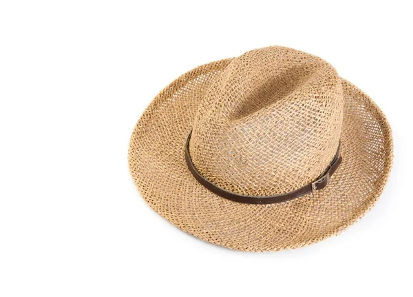 Sztuka lato słomy kapelusz na białym tle — Zdjęcie stockowe