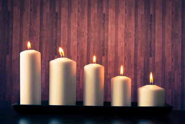 White candles on warm atmosphere — Stock Photo, Image