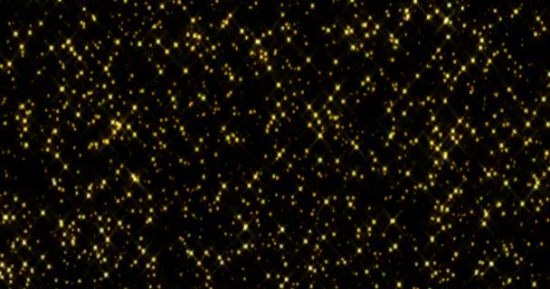 Goldglitzer funkeln Blasen Teilchen Bokeh auf schwarzem Hintergrund, Ereignis festlich frohes neues Jahr — Stockvideo