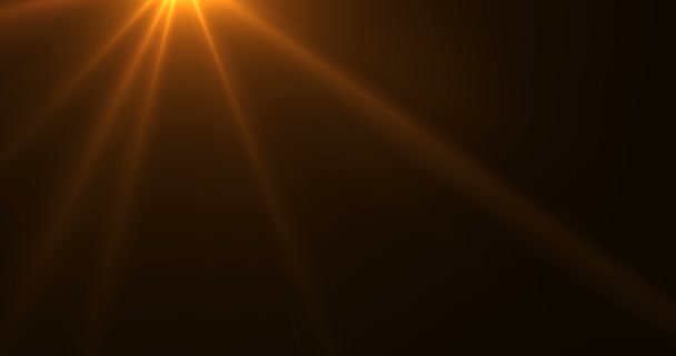 Cor de ouro quente brilhante raios de chama da lente luz pisca vazamento — Vídeo de Stock