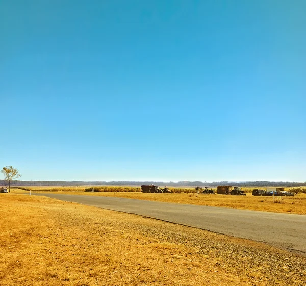 Landwirtschaft Land Erntezeit staubigen und trockenen Hintergrund — Stockfoto