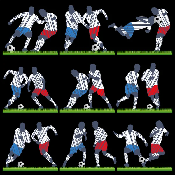 Top ve çim futbol oyuncular vektör
