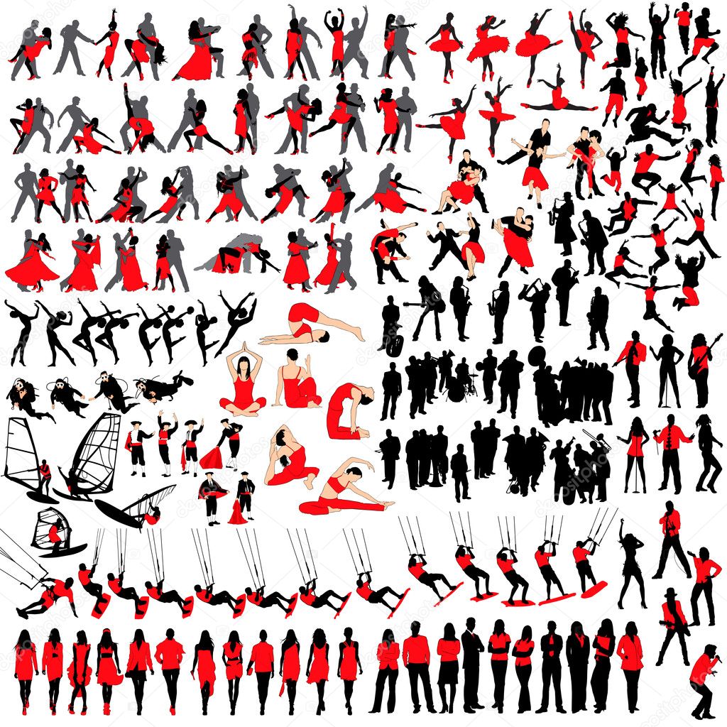 Over 150 people silhouettes