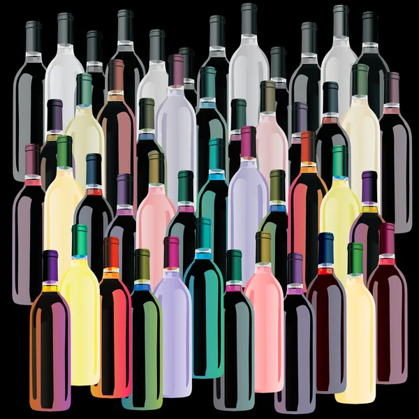 Кольорові пляшки вина Набір — стоковий вектор