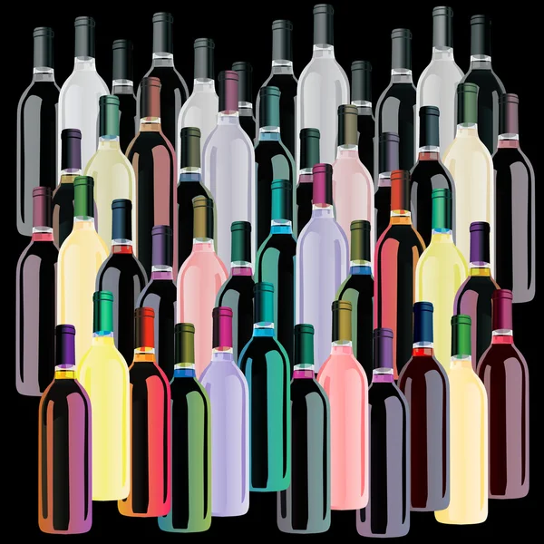 Ensemble de bouteilles de vin colorées Illustrations De Stock Libres De Droits