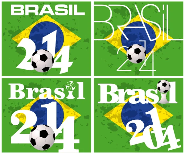 브라질 2014 축구 우승입니다. 4 포스터 세트. — 스톡 벡터