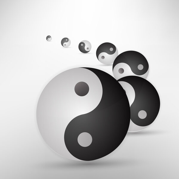 Yin yang glitter sign isolated on white, vector illustration