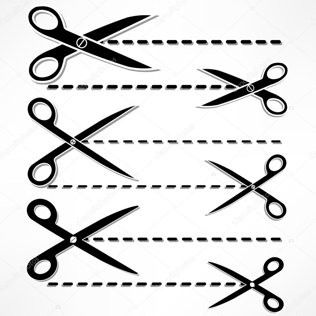 Vector scissors cut lines