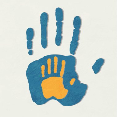 Helping hands. Yetişkin bakım child.greeting hakkında. vektör illustrat