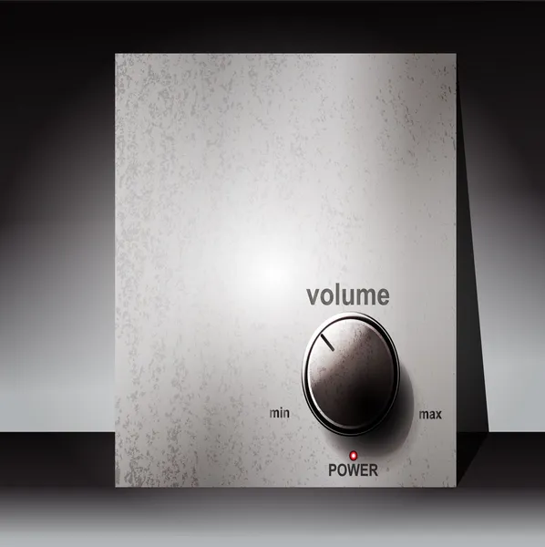 सफेद पृष्ठभूमि पर स्केल के साथ क्रोम वॉल्यूम बटन — स्टॉक वेक्टर