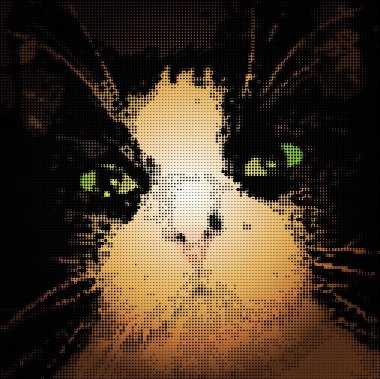 hipnotik yeşil kedi gözleri karanlıkta. vektör çizim