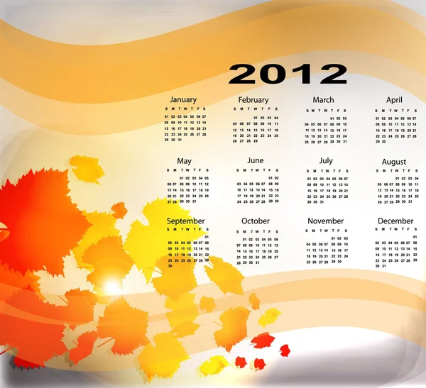 Maple outono calendário 2012 —  Vetores de Stock