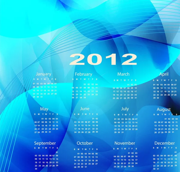 Calendário azul para o ano novo 2012 —  Vetores de Stock