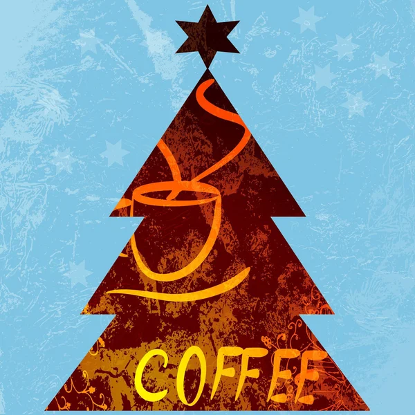 Christmas tree, holiday coffee. vector background. — Stock Vector
