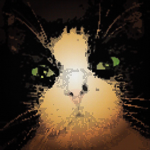Ojos de gato verde hipnótico en la oscuridad. Ilustración vectorial — Archivo Imágenes Vectoriales