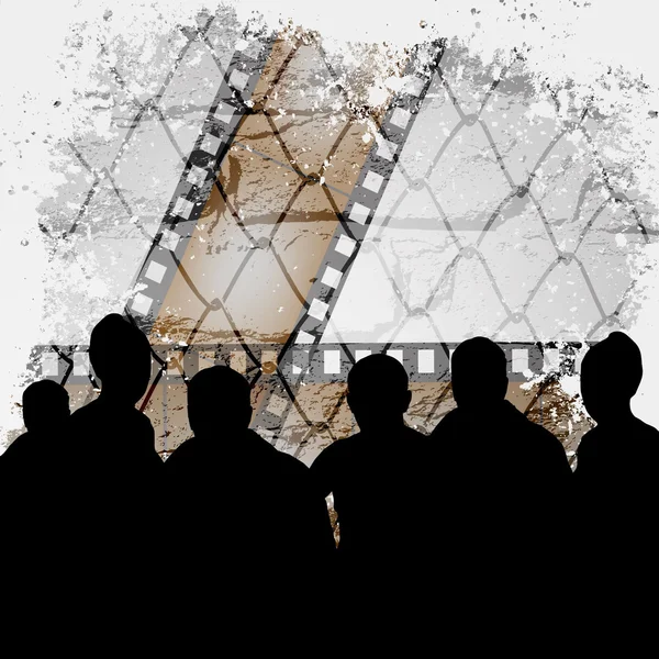 bir sinema filmi izliyor. Retro vektör arka plan.