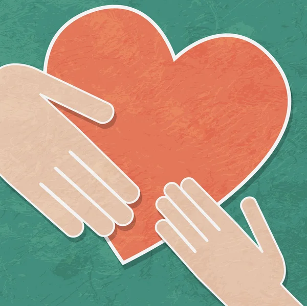 Hands holding the heart. charity — Stock Vector