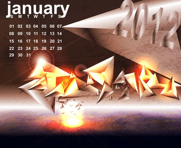 1 月-日历设计 2012.planet 地球 — 图库矢量图片