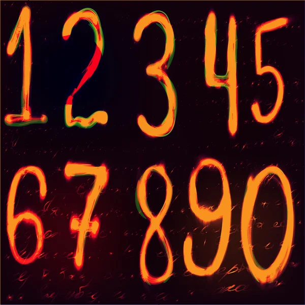 Numéros au néon — Image vectorielle