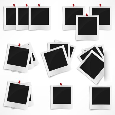 Beyaz arka plan üzerinde izole polaroid fotoğraf çerçevelemek. vektör illust