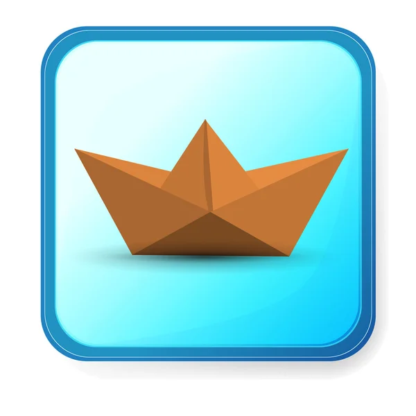 Origami nave di carta isolata su sfondo blu . — Vettoriale Stock