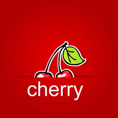 Olgun Kiraz kırmızı bir arka plan üzerinde. metniniz için bir yer var.