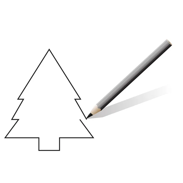 Croquis de sapin de Noël avec illustration vectorielle crayon — Image vectorielle