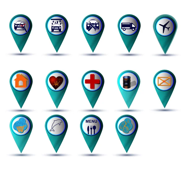 GPS icon set blue — Stock Vector